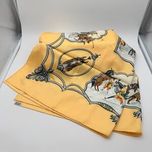 Hermes Yellow Les Chevaux des Moghols Silk Scarf